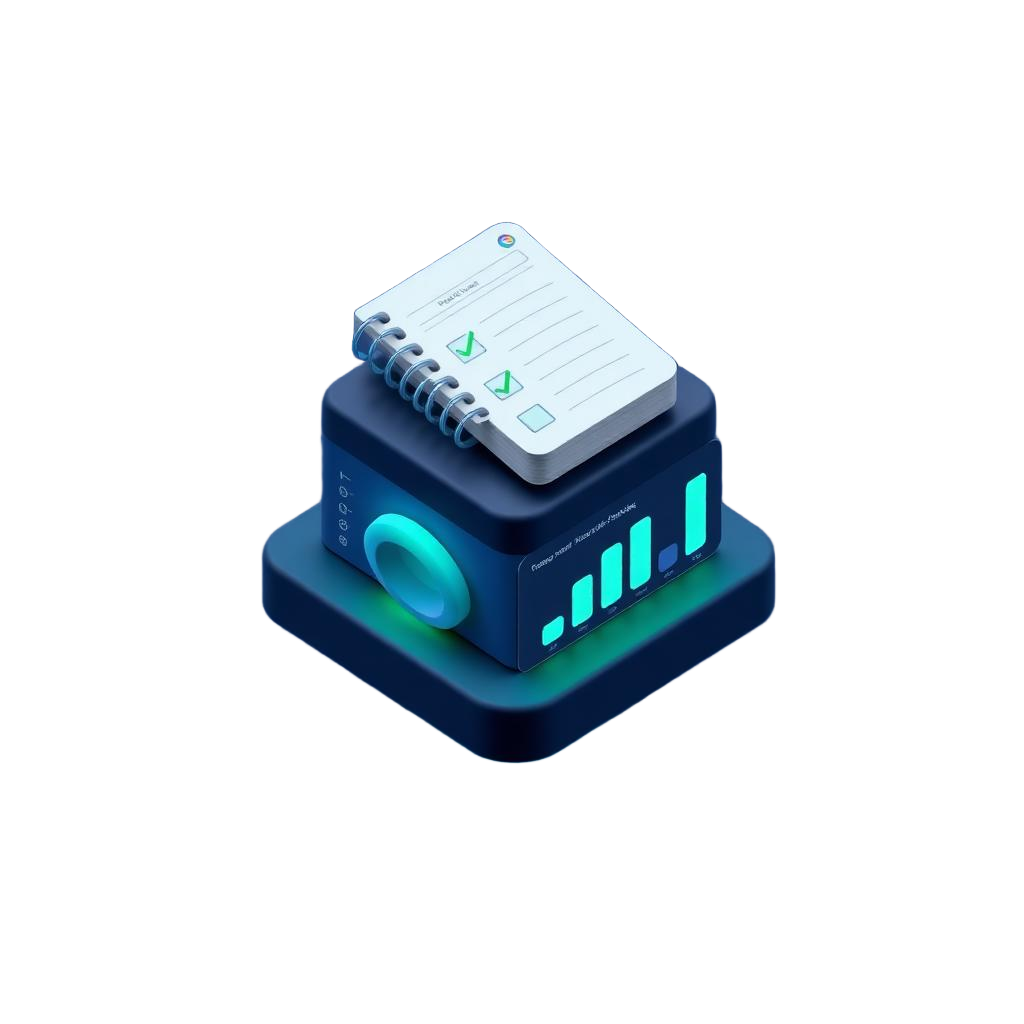 3D illustration of a habit tracker, checklist and analytics
